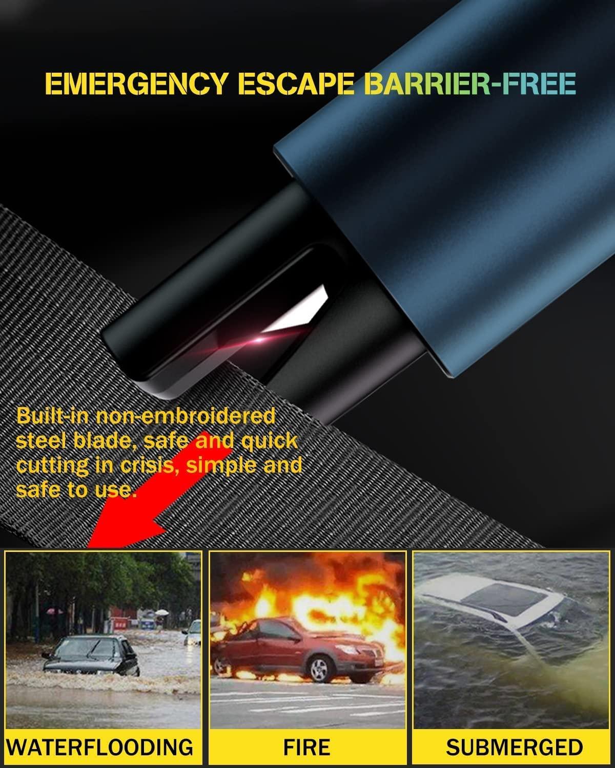Băng cắt kính vỡ, búa an toàn ô tô 2 trong 1, đầu thép vonfram, vỏ nhôm, công cụ sinh tồn xe Keychain di động