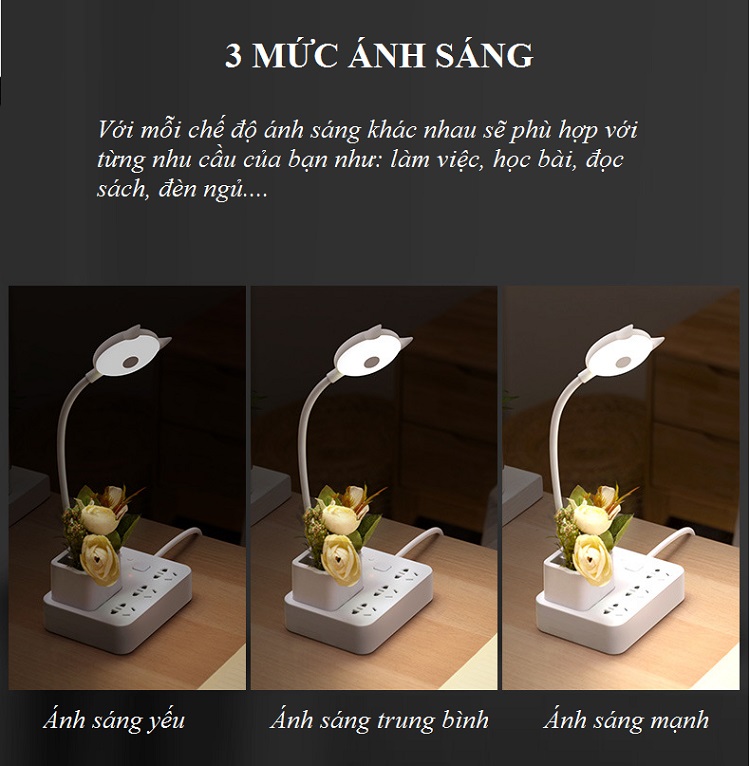 Ổ Cắm Đa Năng Thiết Kế Thêm Hộp Đựng Bút Và Đèn Học Có Điều Khiển Từ Xa Siêu Tiện Lợi