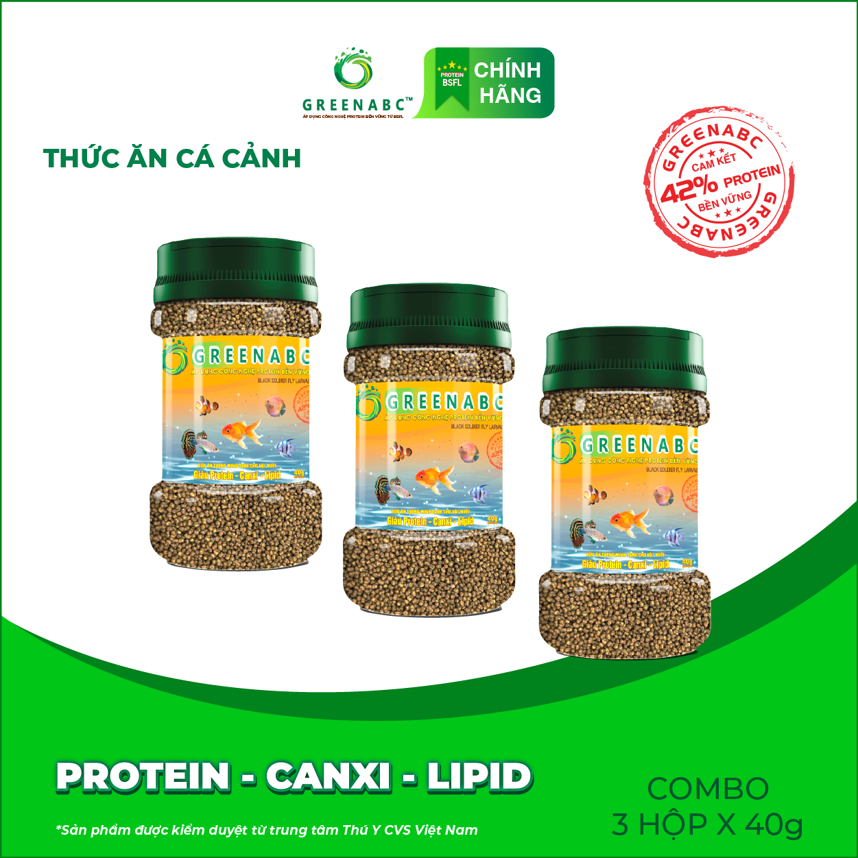 Thức ăn Cá Neon, Cánh Buồm, Molly, 7 màu, 3 đuôi ... GREENABC – Hàm lượng protein 42% cho năng lượng dồi dào, tiêu hóa tốt, tăng đề kháng, lên màu đẹp – Hộp 40g