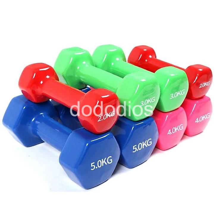 Tạ tay dododios tập gym yoga thể dục tại nhà 0,5kg 1kg 1,5kg 2kg lõi gang bọc cao su cao cấp chống xước chống vỡ sàn nhà