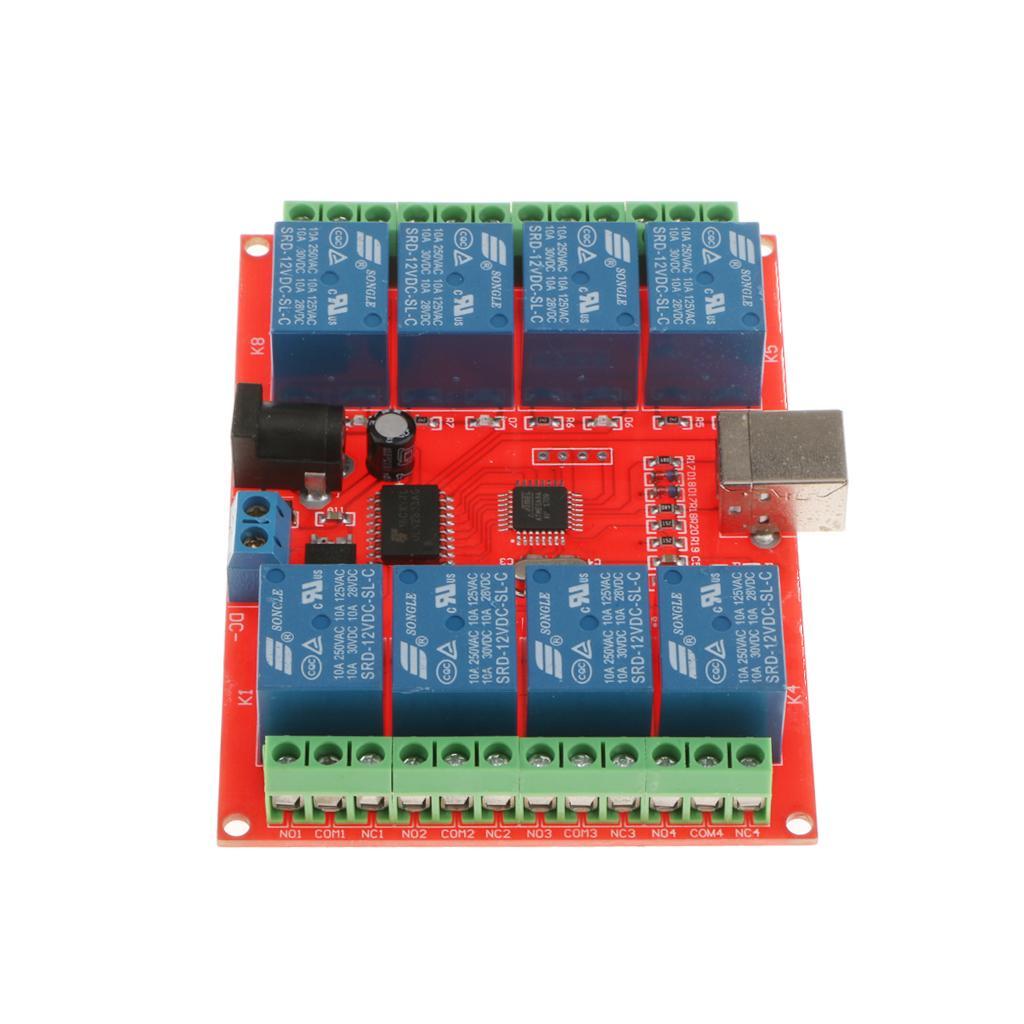 DC 12V 8 Channel Indicator Relay Output Relay Module W/ Panel/USB