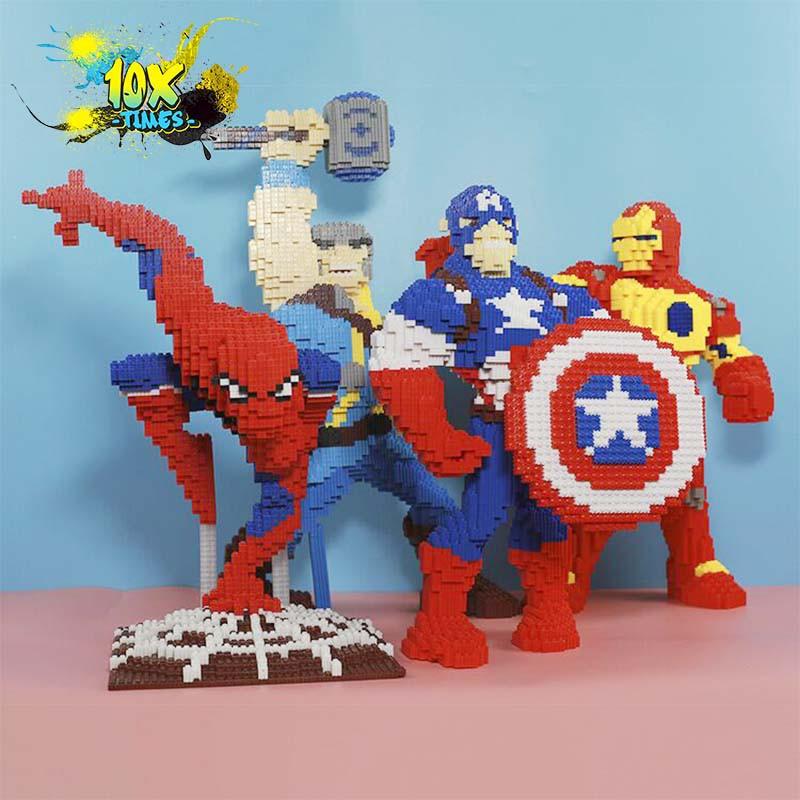 Đồ chơi lego 3d siêu nhân maver iron man người nhện quà tặng sinh nhật bạn trai, đồ decor