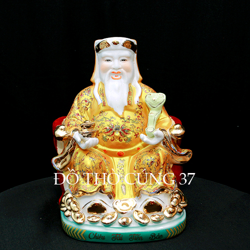 Tượng Thần Tài - Thổ Địa Áo Gấm Vàng Men Sứ Cao Cấp