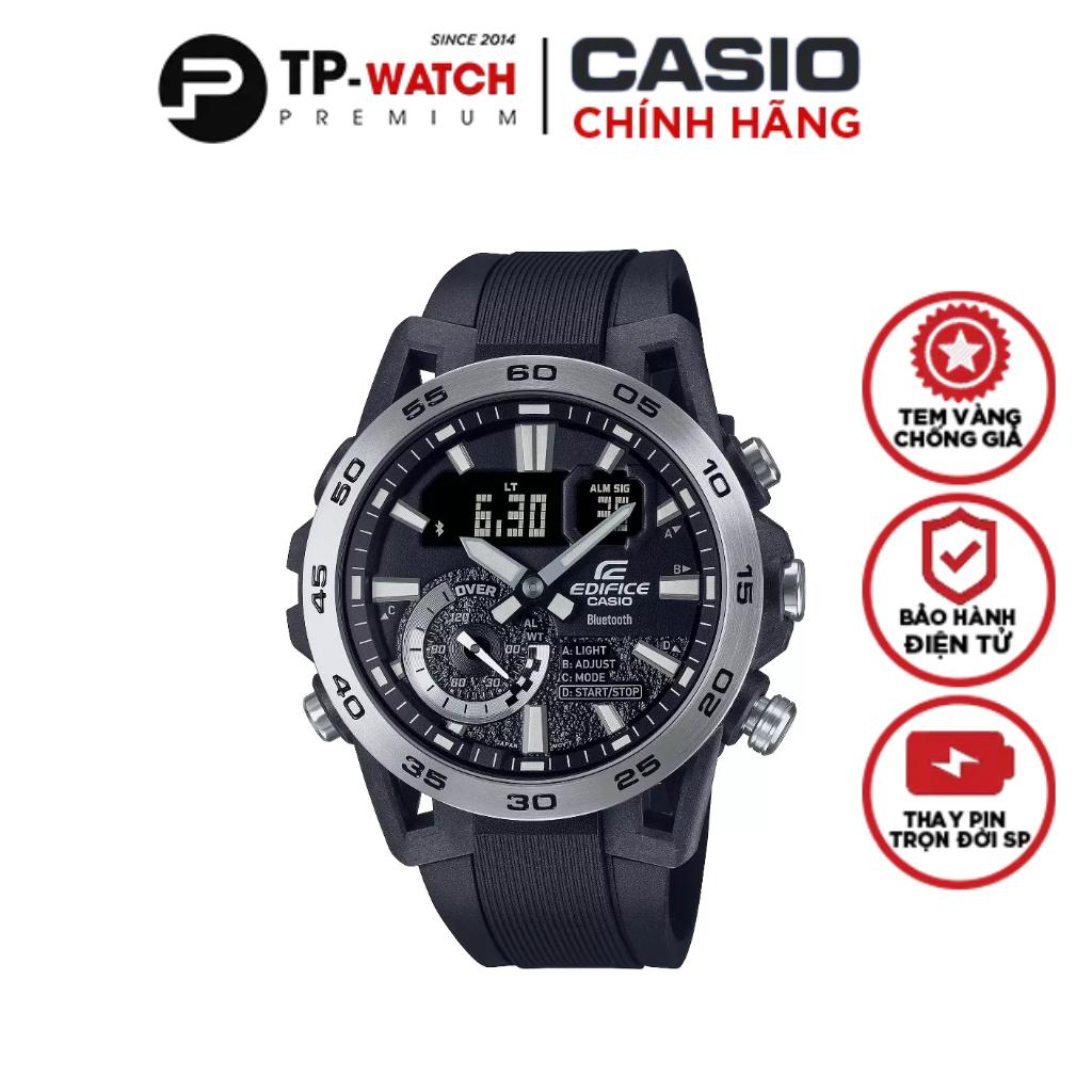 Đồng Hồ Nam Dây Nhựa Casio Edifice ECB-40P-1A Chính Hãng Bluetooth | Khung máy Carbon | ECB-40P-1ADF