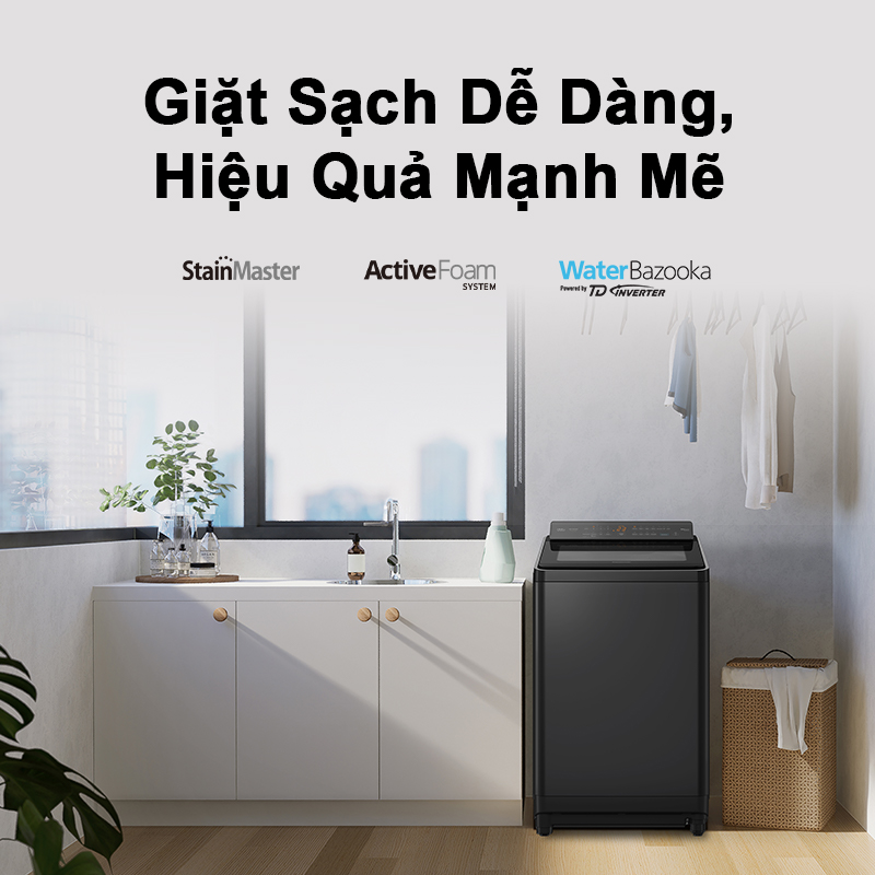 Máy Giặt Cửa Trên Panasonic 13,5kg NA-FD135X3BV - Giặt Hiệu Quả với Active Foam - Giặt Tối Ưu với TD Inverter - Hàng chính hãng