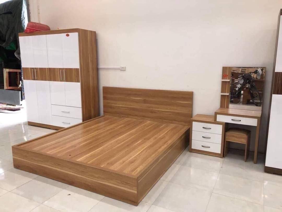 Giường gỗ công nghiệp MDF thiết kế đa năng1M6