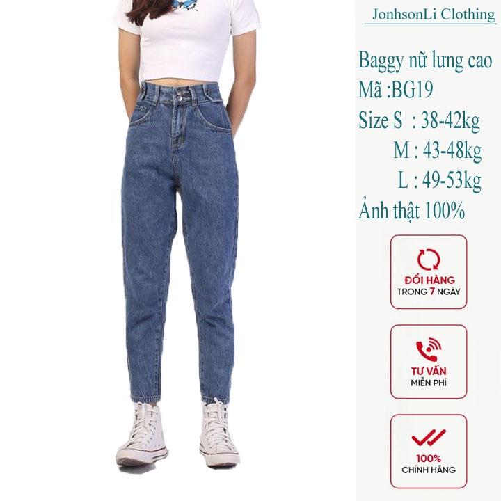 Quần baggy jean nữ cao cấp, lưng cao,màu đen cắt rách, quần jean nữ LB20078 JL JohnsonLi