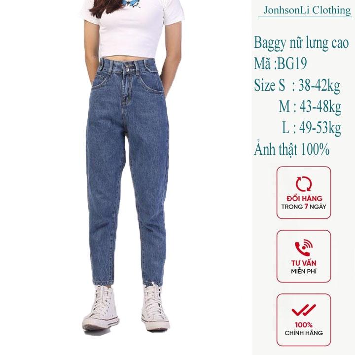 Quần baggy jean nữ cao cấp, lưng cao,màu đen cắt rách, quần jean nữ LB20078 JL JohnsonLi