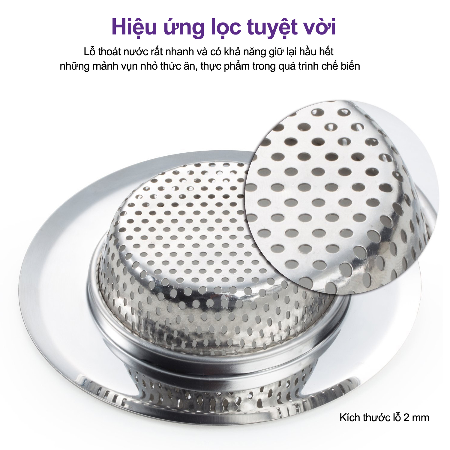 Lọc Rác Inox Chặn rác inox Bồn Rửa Chén, Chậu Rửa Bát Cao Cấp Hoàng Gia - Inox 201 Cao Cấp Siêu Bền, Sang Trọng - Kích cỡ size L phù hợp với hầu hết các chậu rửa bát có trên thị trường, giúp chống tắc nghẽn bồn rửa bát