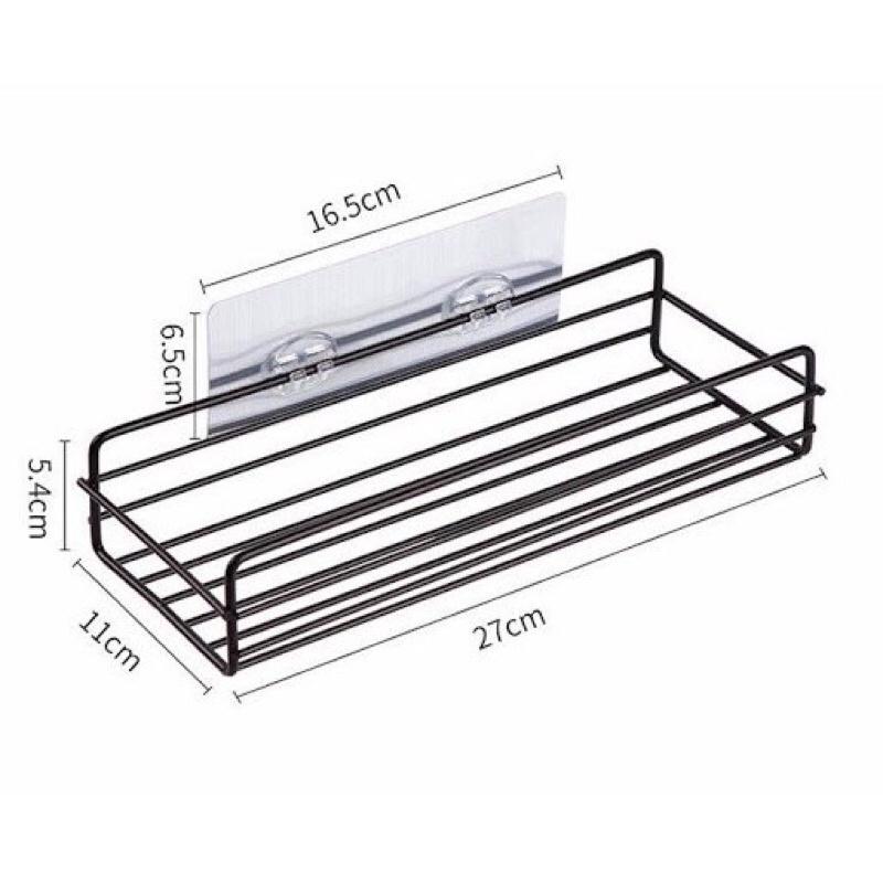 Kệ để đồ nhà tắm, kệ dính tường nhà bếp, kệ sắt hình chữ nhật treo móc đồ đa năng