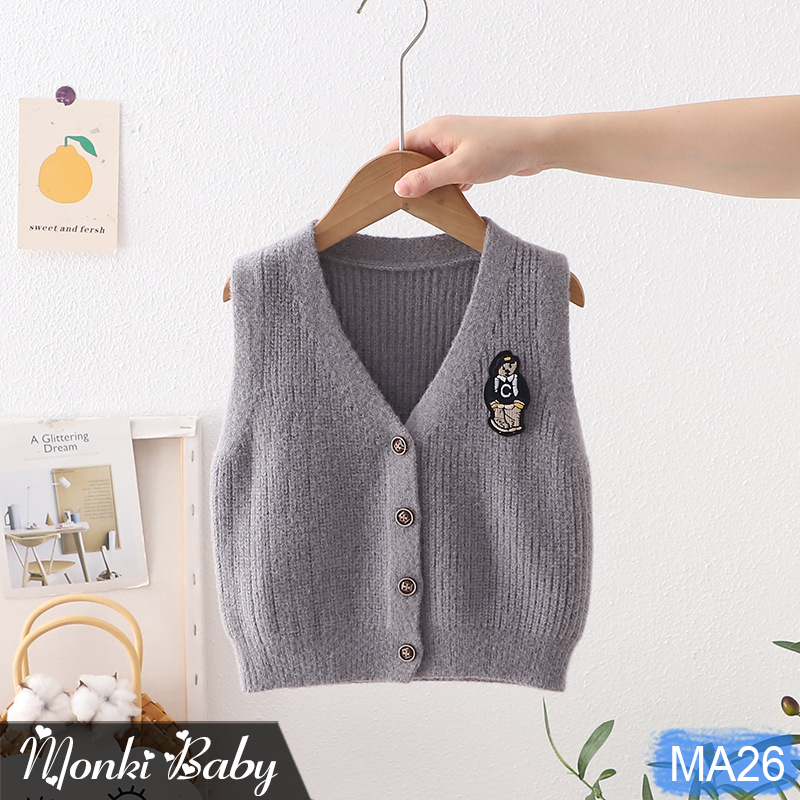 Áo len cardigan gile cổ V cho bé trai bé gái, mẫu cao cấp Quảng Châu chuẩn xịn, chất len dày dặn, mềm mại, dai chắc, phong cách thời trang | MA26