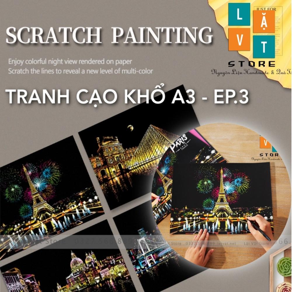 Tranh cạo khổ A3 - Color Night Scene Scratch III, tranh treo tường, trang trí đơn giản, quà tặng, decor nhà