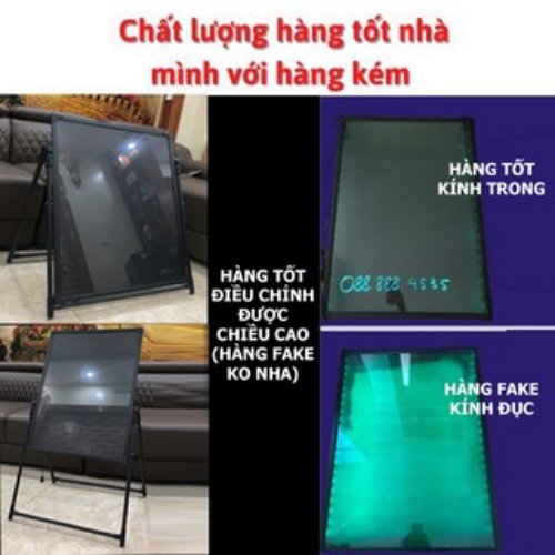 [Hàng chất lượng có video thật] Bảng Viết Dạ Quang có đèn led, quảng cáo, menu nhà hàng 60x80cm ( Tặng kèm chân giá + 10 bút + Điều khiển + khăn lau)