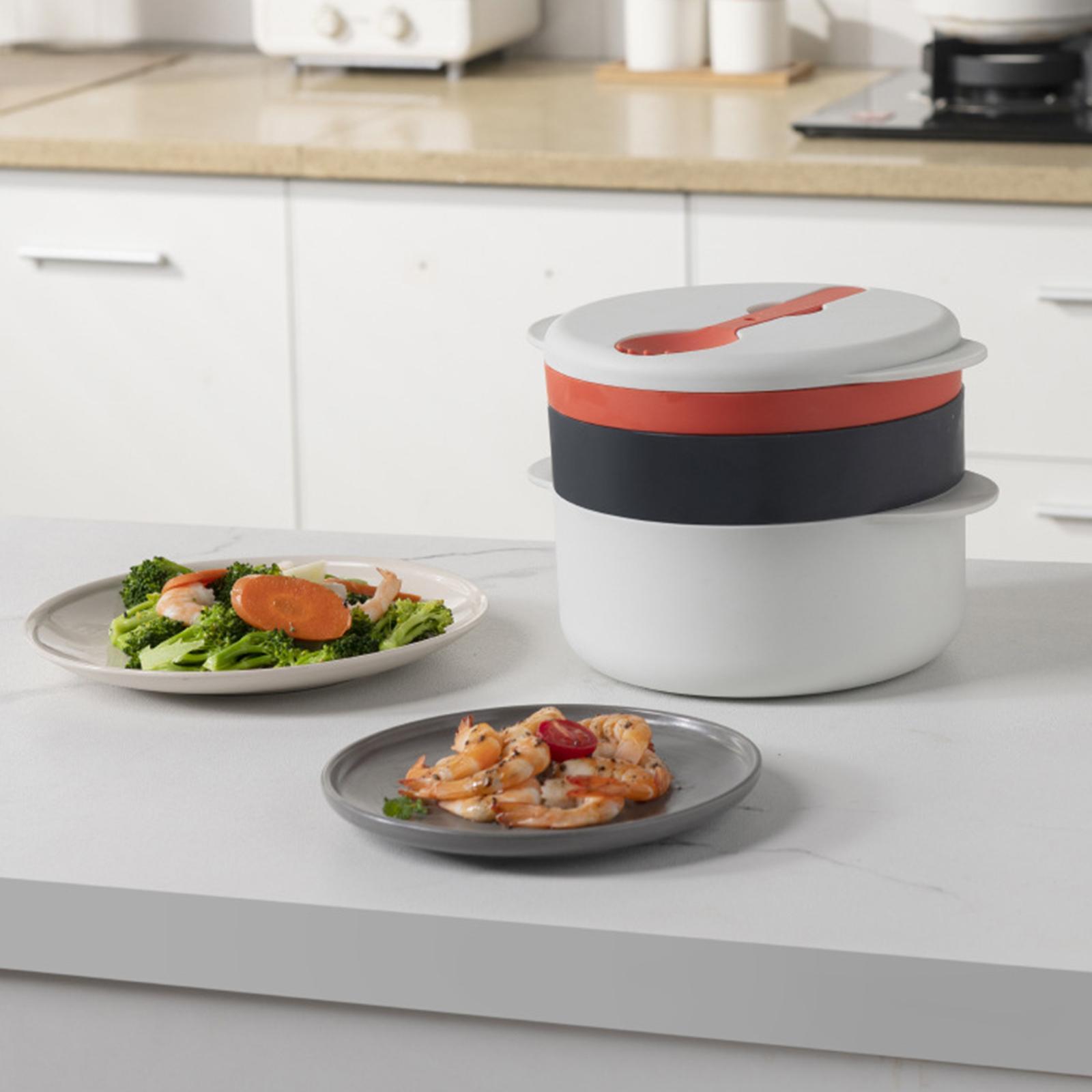 3 Tier Microwave Cookware Steamer Vegetables Food Cooker for Kitchen Cooking