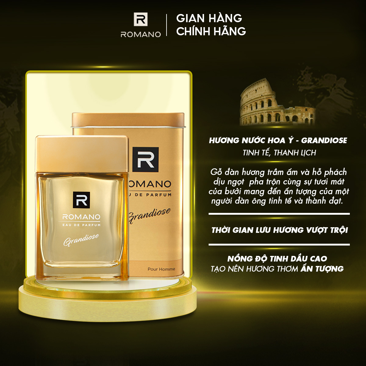 Combo Tắm Gội 2 trong 1 Romano Passion 650g và Nước Hoa Romano EDP GIOVANE/PICCO/GRANDIOSE 100ML