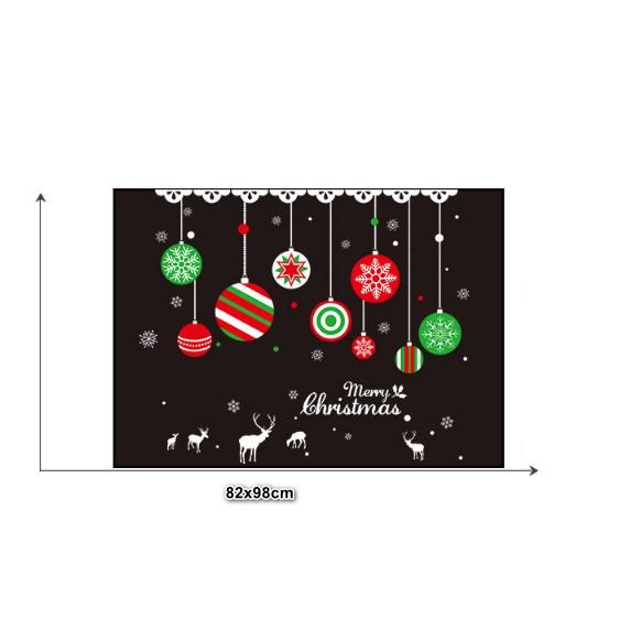 Decal trang trí tường Noel - Rèm dây Trái Châu Xanh Đỏ phong cách