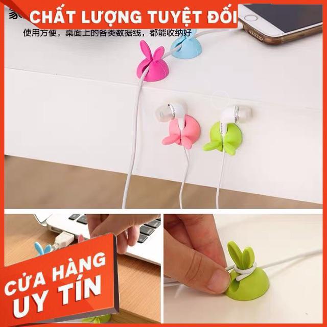 Combo 4 Kẹp Dây Điện Silicon Tai Thỏ con xinh xắn giữ dây cáp,dây điện,tai nghe điện thoại,laptop K136