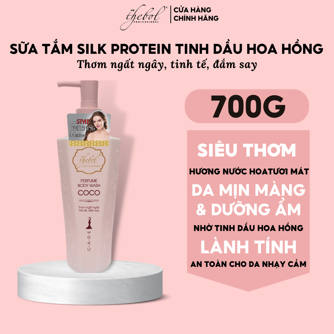 Sữa Tắm Dưỡng Thebol CCOO Siêu thơm Silk Protein Tinh Dầu Hương Nước Hoa Pháp Thơm Lâu 700gr Giúp Da Trắng Sáng Dưỡng Ẩm