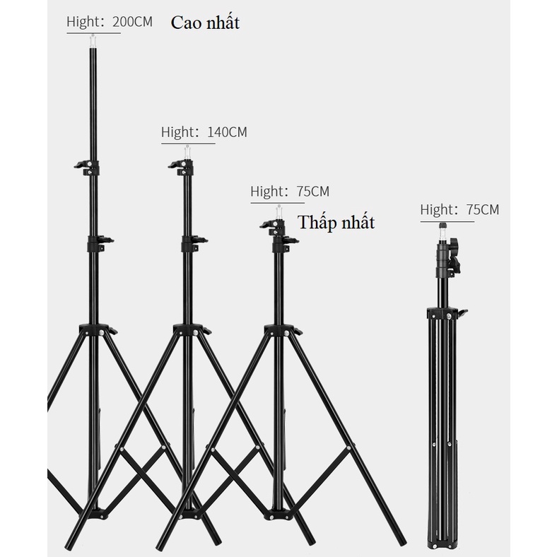 Chân Đèn 2M Chuyên Dùng Trong Studio, Chân Đèn Flash, Chân Đầu Ren 1/4 Hàng Chính Hãng