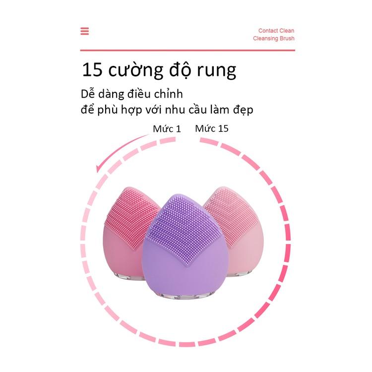 Máy rửa mặt mini massage BOORUI -1407: Silicone kháng khuẩn làm sạch sâu, tẩy da chết, làm đẹp da mặt, chông nước