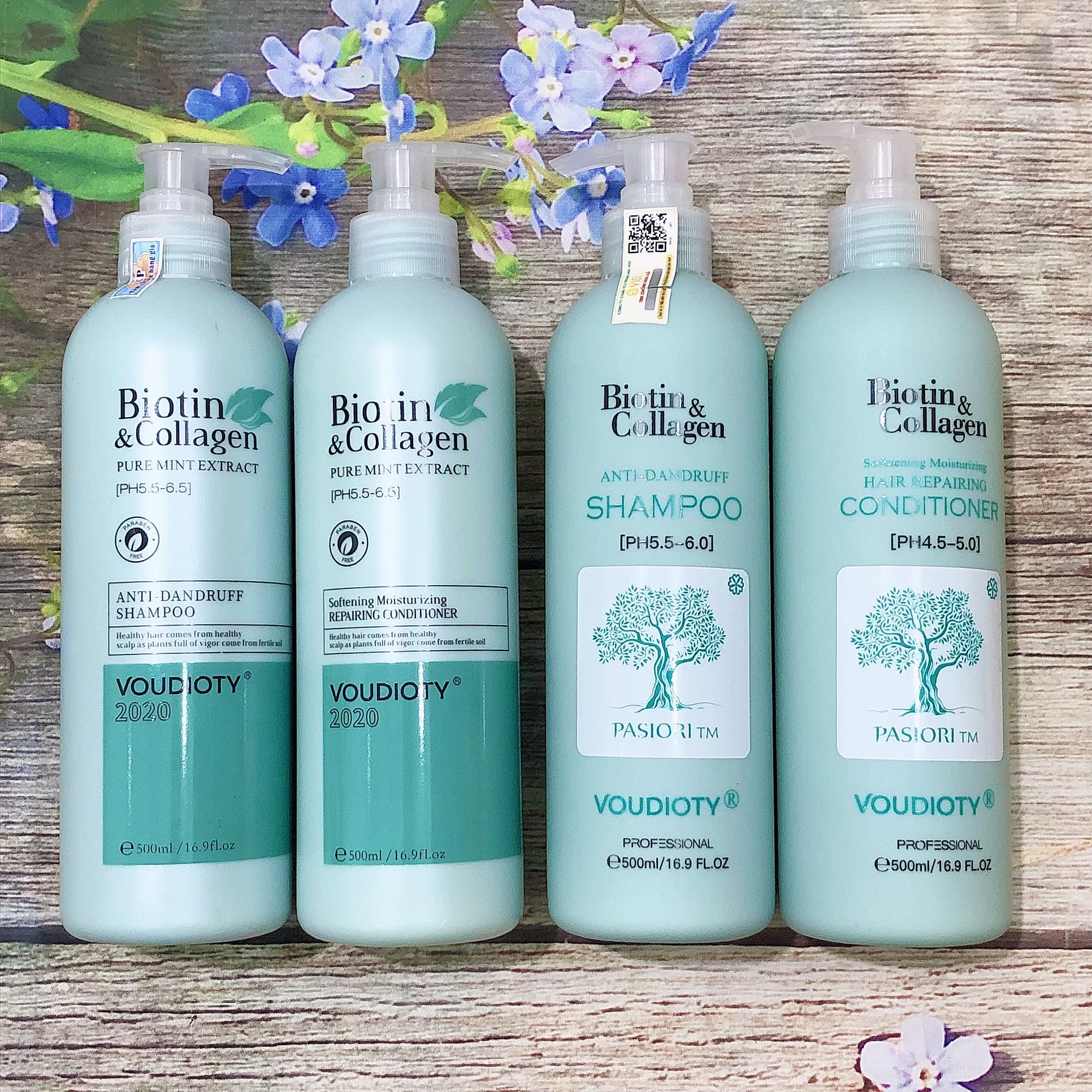 DẦU GỘI VOUDIOTY ANTI-DANDRUFF BIOTIN & COLLAGEN XANH BIỂN MỀM MƯỢT NGĂN GÃY RỤNG CHO TÓC GÀU NGỨA 500ML