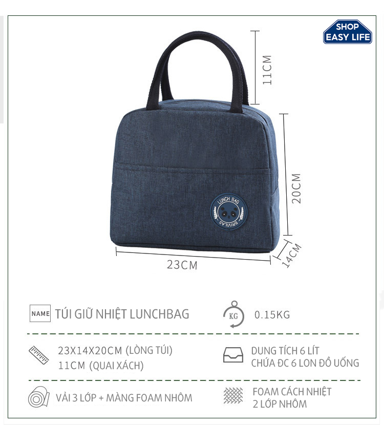 Túi đựng hộp cơm 3 ngăn LUNCHBAG