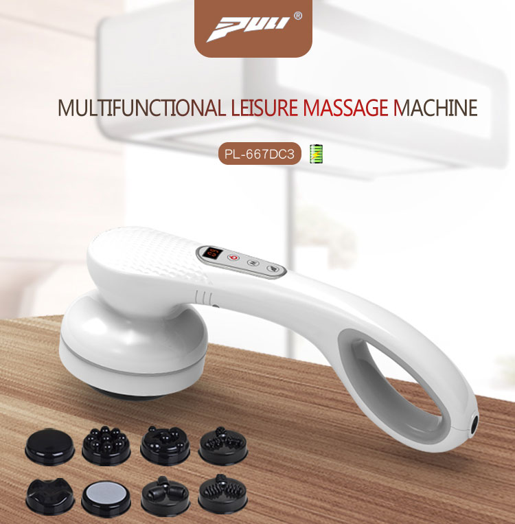 Máy massage cầm tay pin sạc 8 đầu, 5 chế độ, 6 tốc độ PULI PL-667DC3 - Mát xa hỗ trợ trị đau nhức mỏi toàn thân