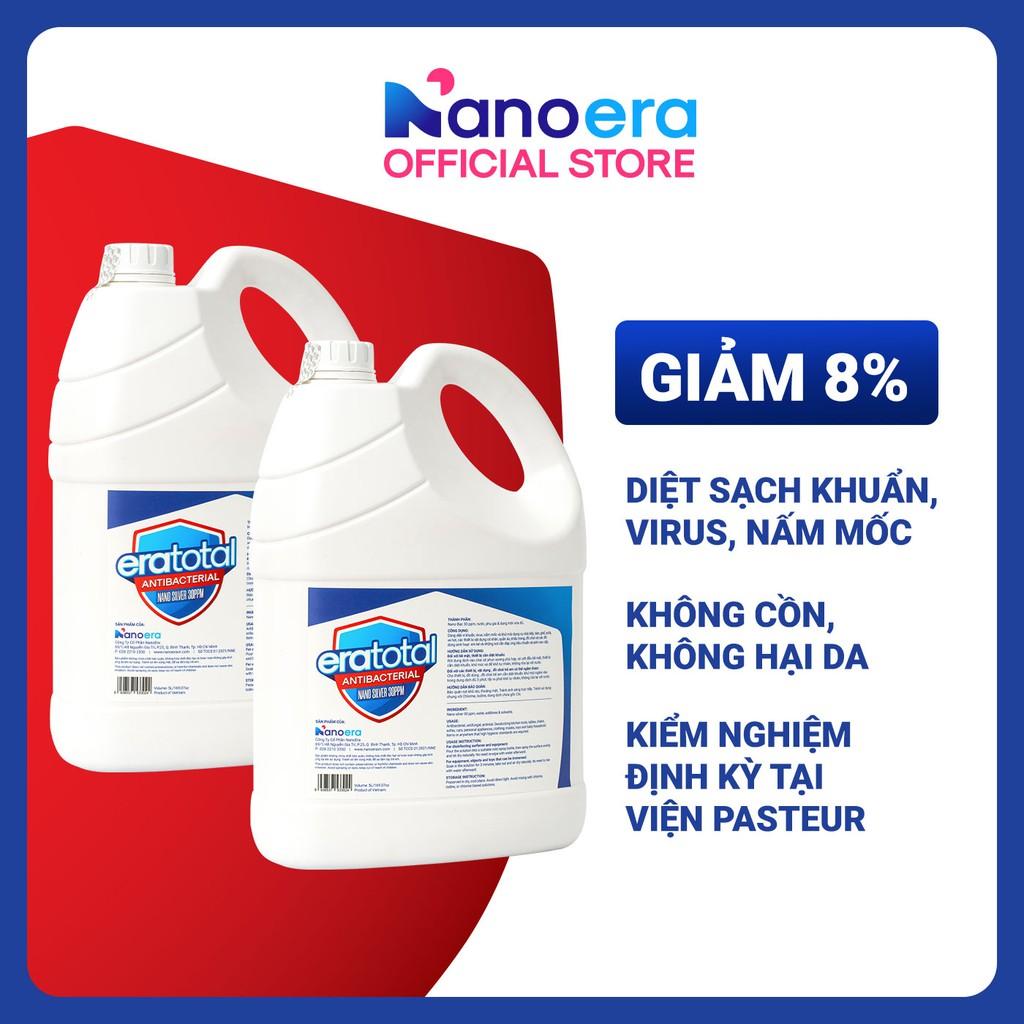 Nano Bạc Eratotal Diệt Khuẩn Khử Mùi Tinh Khiết Can 5 lít (Combo 2 can)