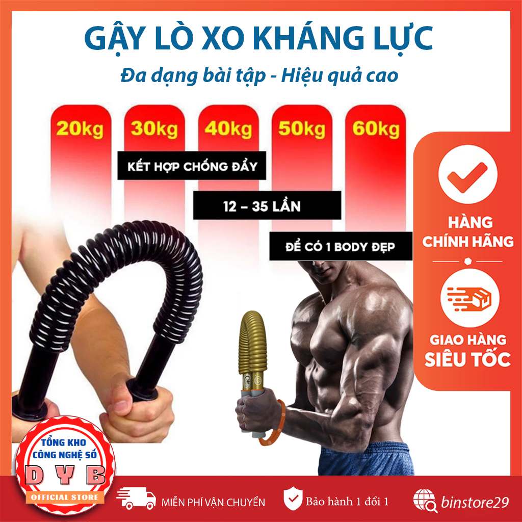 Gậy Bẻ Lò Xo Ti Tan Lực Bẻ Từ 20KG Đến 50KG Tập Tay, Vai,Xô, Ngực Body Tại Nhà (Hàng Loại 1)