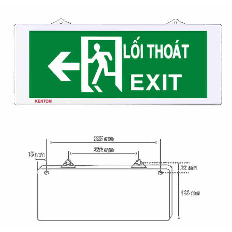 Đèn lối thoát Exit 2 mặt Kentom KT120 pin sạc