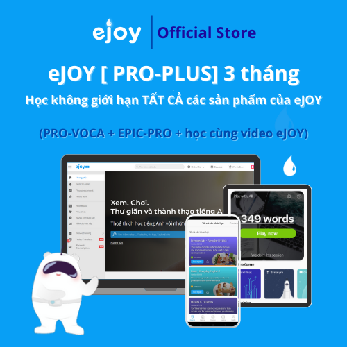 Gói học Tiếng Anh eJOY  3 tháng - truy cập không giới hạn các sản phẩm của eJOY để học tiếng Anh