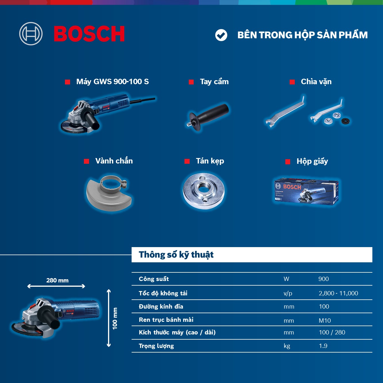 Máy Mài Góc Bosch GWS 900-100S Điều Chỉnh Tốc Độ