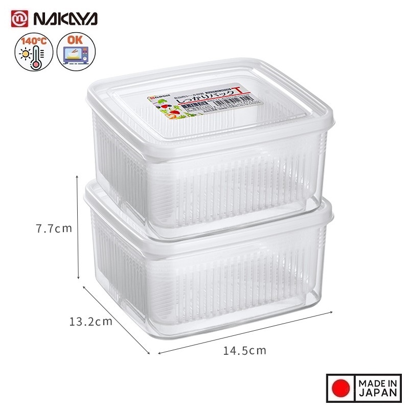 Bộ 03 hộp thực phẩm có giá lót Nakaya 1100ml hàng nội địa Nhật Bản K.230#