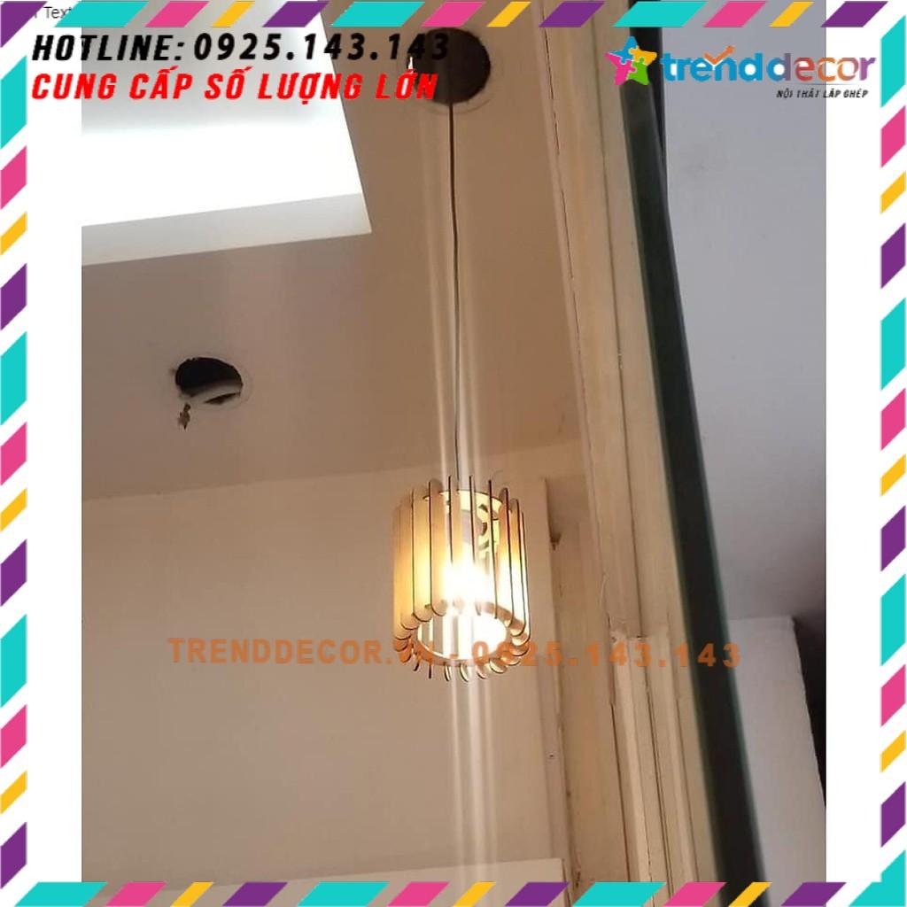 Đèn gỗ diy thả trần trụ tròn