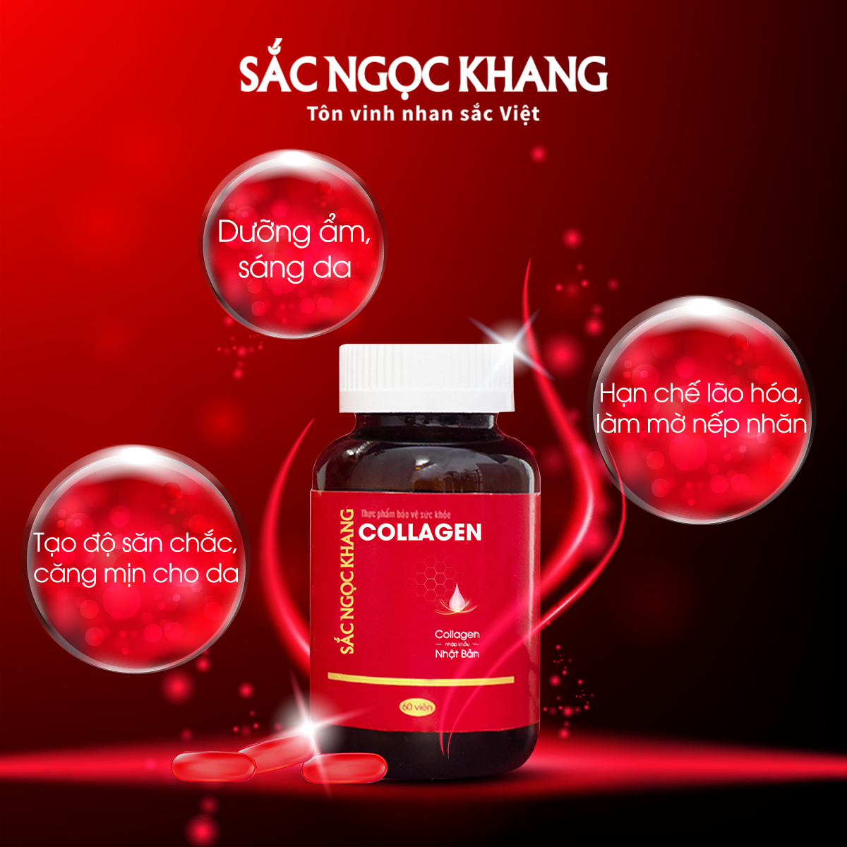 Collagen Sắc Ngọc Khang thế hệ mới 100% từ Nhật Bản [Hộp 60 viên]