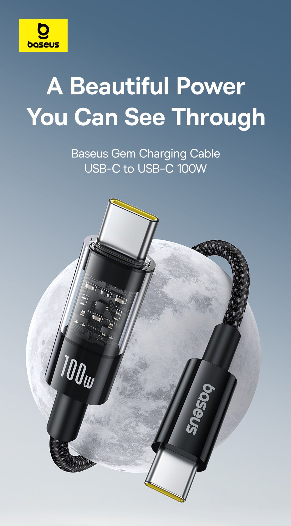 Cáp sạc nhanh Type C to Type C 100W Baseus Gem Fast-Charging Data Cable - Hàng chính hãng