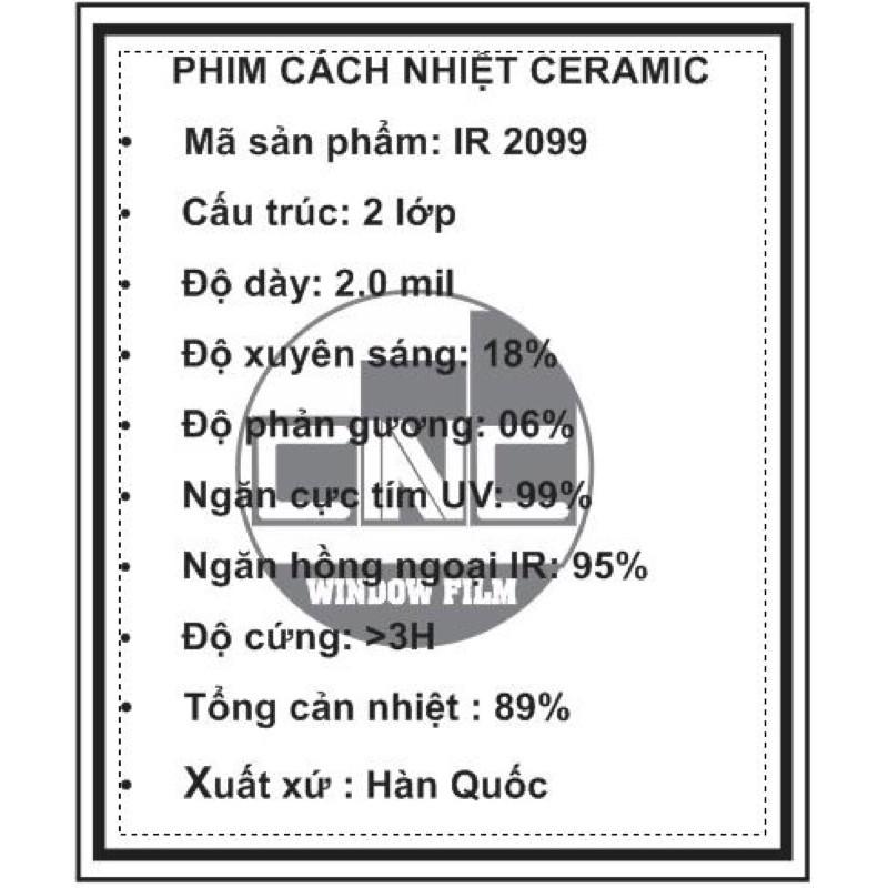 1,5m2 Phim cách nhiệt hàn quốc IR 2099 (ceramics)