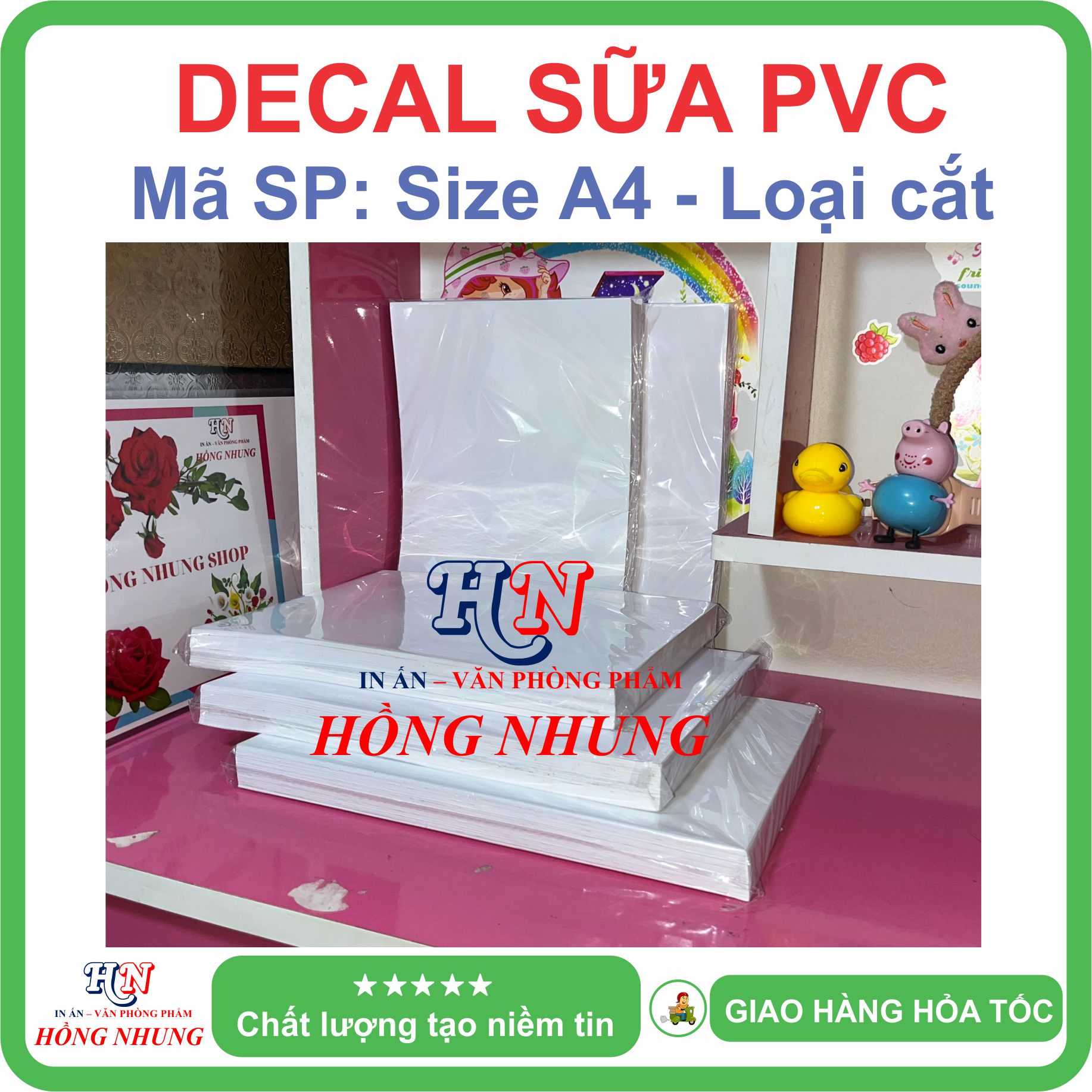 [In Phun ] Xấp 20 Tờ Decal nhựa PVC trắng Sữa A4 - Giúp Bạn In Tem Nhãn, Ghi Chú, Hay Bìa Nhãn Bưu Phẩm