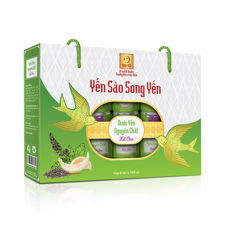 Nước Yến Nguyên Chất Hạt Chia Song Yến - Hộp 6 Lon