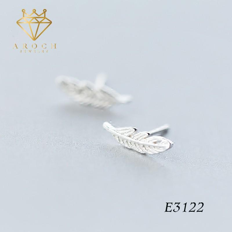 Khuyên tai bạc Ý s925 hình lá E3122 - AROCH Jewelry