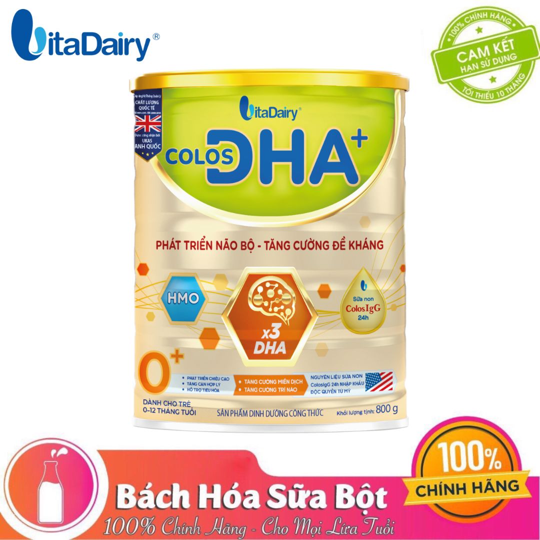 (Hàng nguyên tem) Sữa bột Colos DHA+ số 0+/ số 1+ (lon 800G) - Phát triển não bộ, tăng cường đề kháng