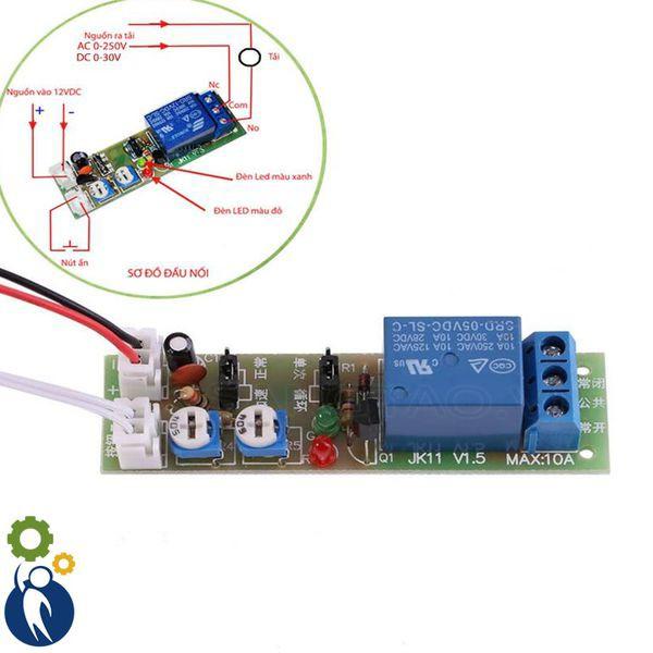 Module Relay Tạo Trễ 12V Theo Chu Kỳ Hoặc 1 Lần 0-15 phút Có Thể Điều Chỉnh Chế Máy Rửa Tay