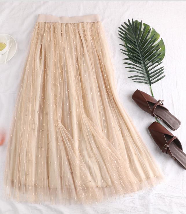 Chân váy ren Tulle - Tutu xòe tròn dáng dài kim tuyến đính hạt cao cấp mẫu hot VAY11 Free size