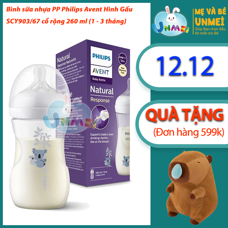 Bình sữa mô phỏng tự nhiên mới hiệu Philips Avent họa tiết Gấu Trúc cho trẻ từ 1 tháng tuổi (260ml-đơn)_SCY903.67