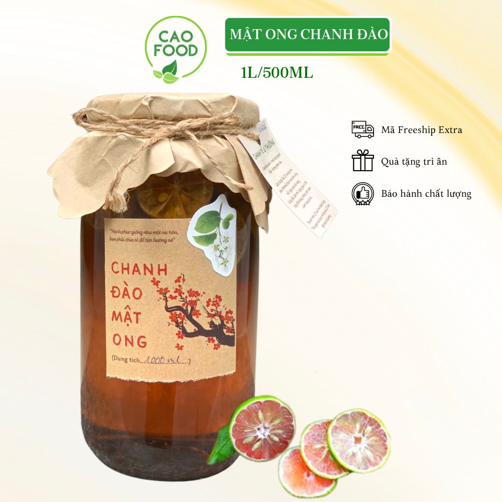 [1 LÍT] Mật ong ngâm chanh đào đường phèn CAO FOOD nguyên chất 100% - Nông sản nhà làm cao cấp, sạch &amp; chất lượng