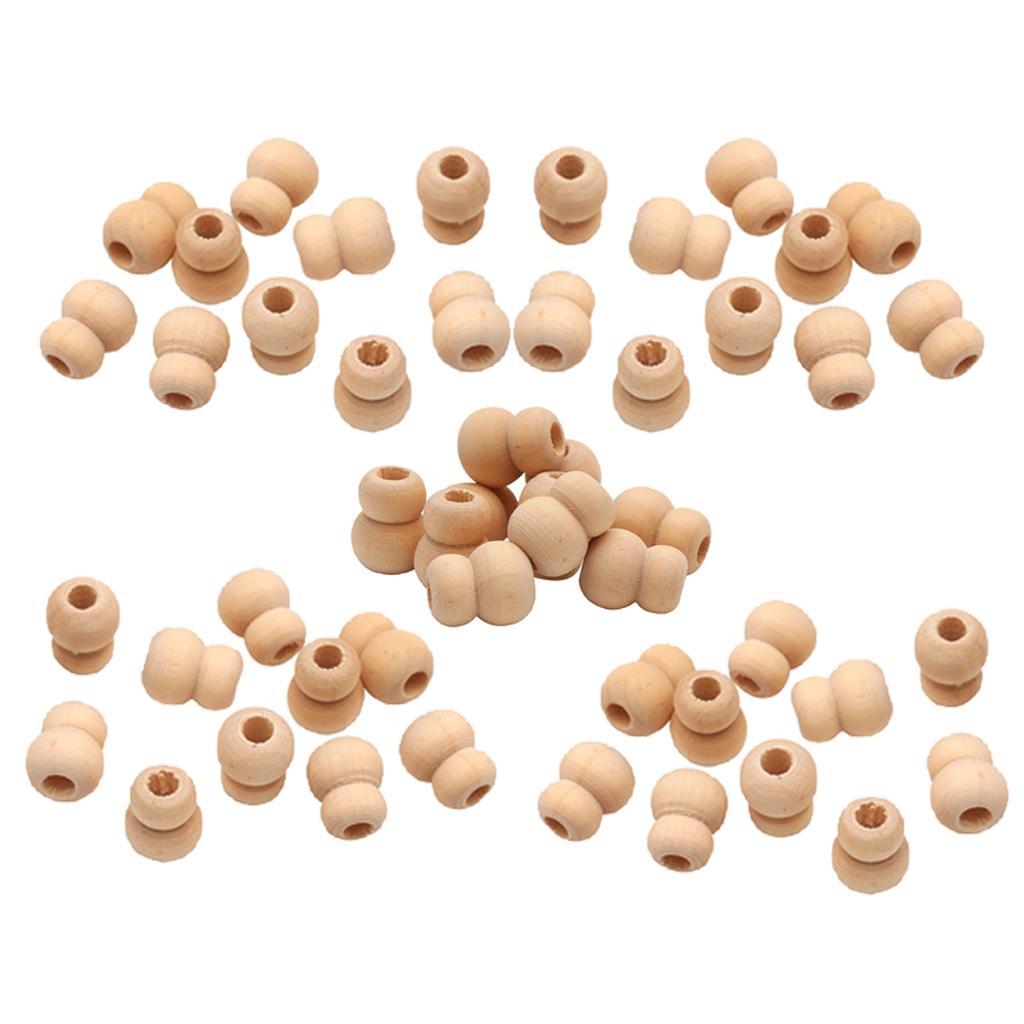 50x Gourd Wood Beads with Hole Spacer Beads Charms Jewelry Making Beading Craft