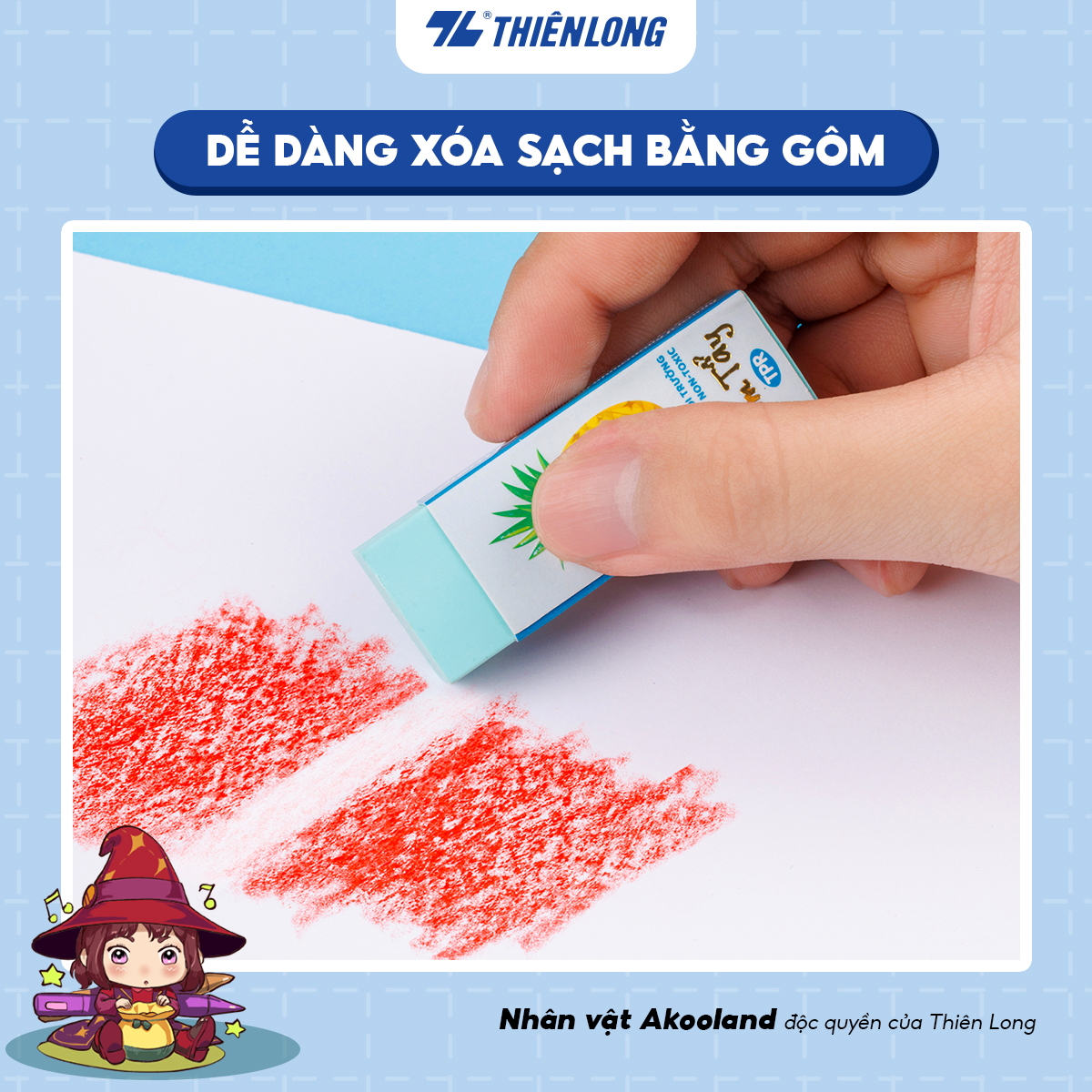 Sáp nhựa 12 màu xóa được - Erasable Crayons Thiên Long Colokit - Nhân vật Futy Akooland thế giới học cụ thần kỳ