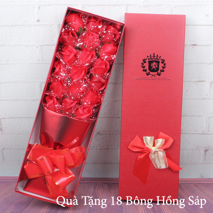 Hộp Quà Đóa Hoa Hồng Sáp 18 Bông - Quà 8/3 Cho Bạn Gái - Quà Tặng Cho Mẹ - Quà Phụ Nữ Việt Nam 20/10 - Quà Sinh Nhật