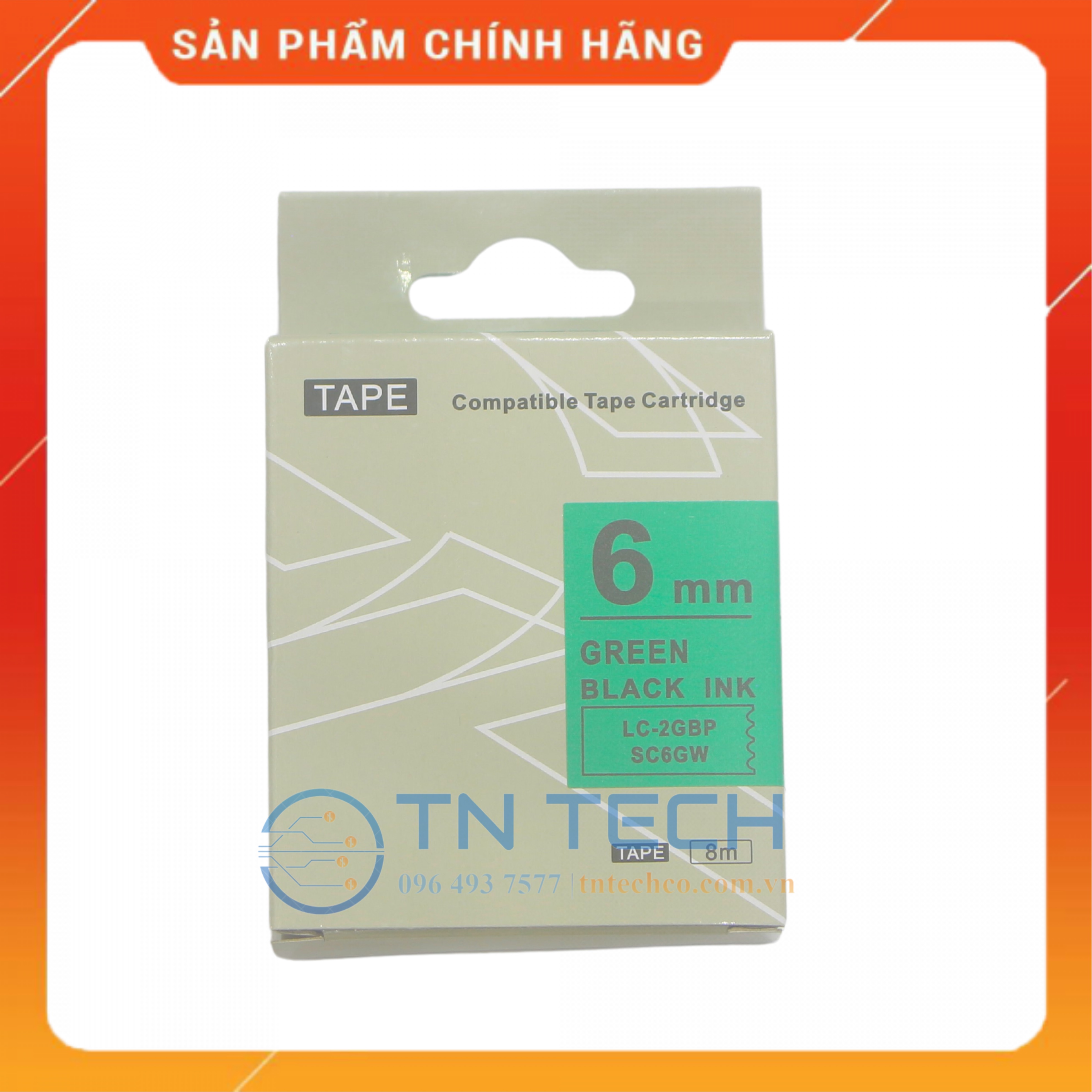 NHÃN IN TEPRA-EPSON LC-2GBP (SC6GW) – CHỮ ĐEN NỀN LÁ 6MM X 8M [Hàng nhập khẩu]