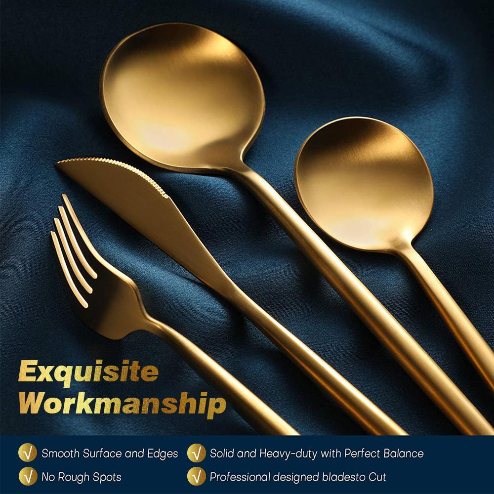 Rodanny 24Pcs Bộ Đồ Ăn Giỏ Muỗng Nĩa Dao Nhà Bếp Bộ Dao Kéo Inox Chén Ăn Bữa Tối Bộ Muỗng Và Nĩa Bộ